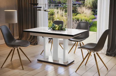 Esstisch APPIA 130-170cm Säulen Hochglanz weiß Esszimmertisch ausziehbar modern