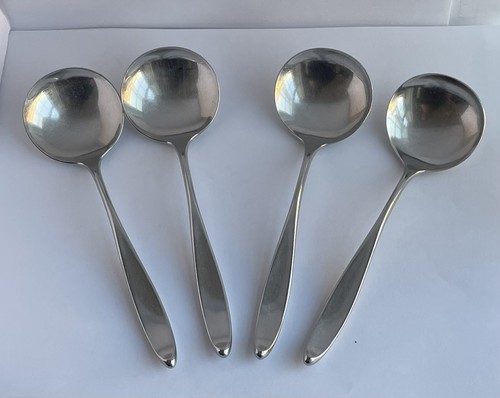 4 Pcs MCM Design 2 Lauffer 18/8 Stainless Soup Spoons Norway 6 3/8”