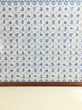 Dollhouse Miniature Blue & White Delft Wall Tiles Textured 1:12 Scale Kitchens