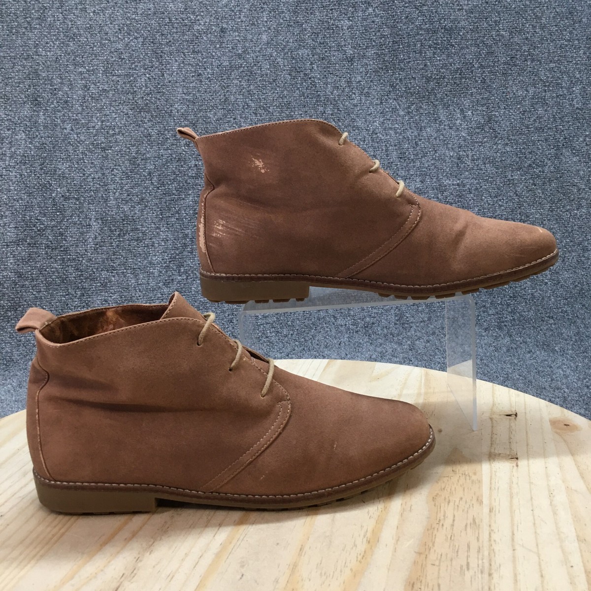 Faux Suede Lace Up Chukka Ankle Boots with Non-Slip Sole Crosby Moc-Toe Chukka Boot Light Brown Roughout Suede with  main image 3