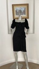 VINTAGE CONNOISSEUR COLLECTION BEADS & BOW DETAIL BLACK DRESS 