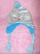 DISNEY GIRLS 'FROZEN' KNIT LAPLANDER HAT GLOVES SET ANNA ELSA NEW