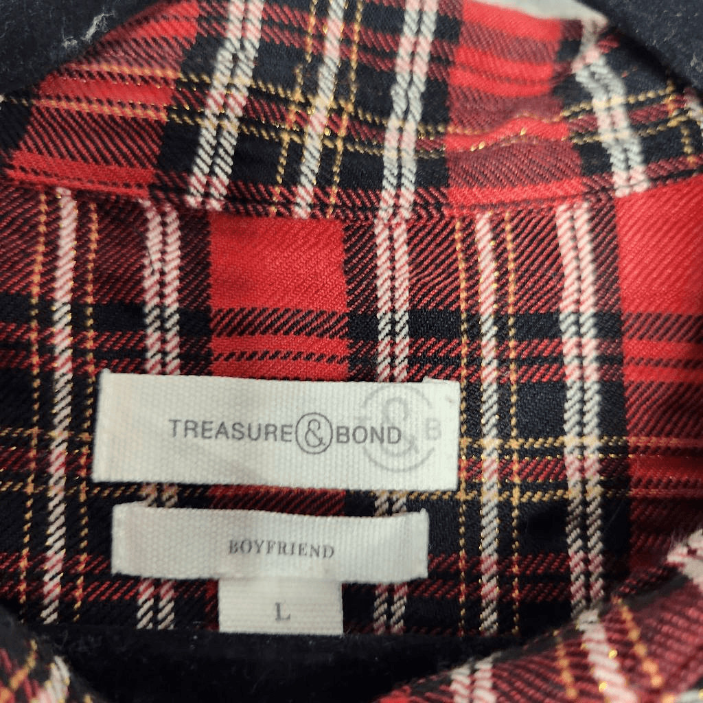 Treasure & Bond Button Down Collared Plaid Boyfri… - image 10