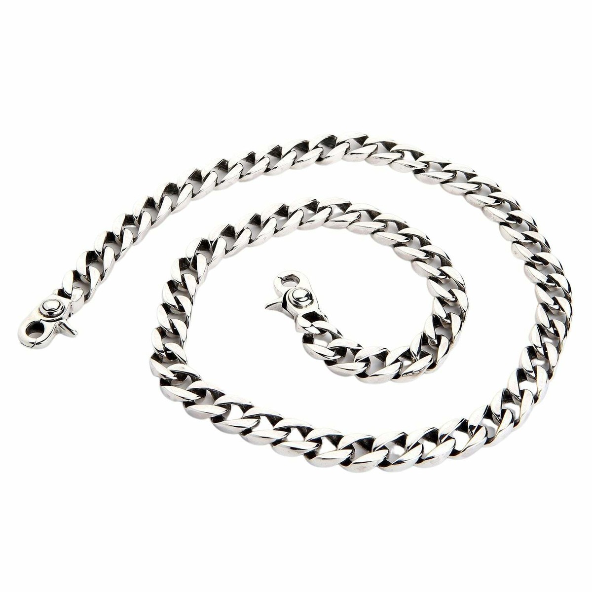 Solid 925 Sterling Silver Curb Link Wallet Chain Cuban Men's