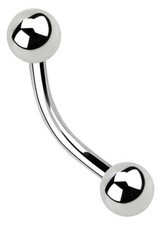 Titan Piercing Schmuck Bauch Banane 1,6mm Stärke mit 2 Verschluss Kugeln 6-22mm