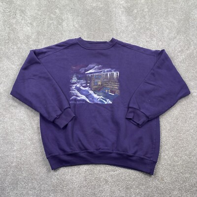 Northern Reflections Winter Retreat Fleece Sweatshirt Women's Size XL Purple