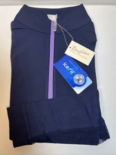 The Tailored Sportsman Icefil Long Sleeve Riding Shirt Navy/Orchid Medium