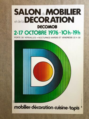 Vintage 70's Original Lithograph Salon Decoration Mobilier Paris, 1976 - Photo 1/2