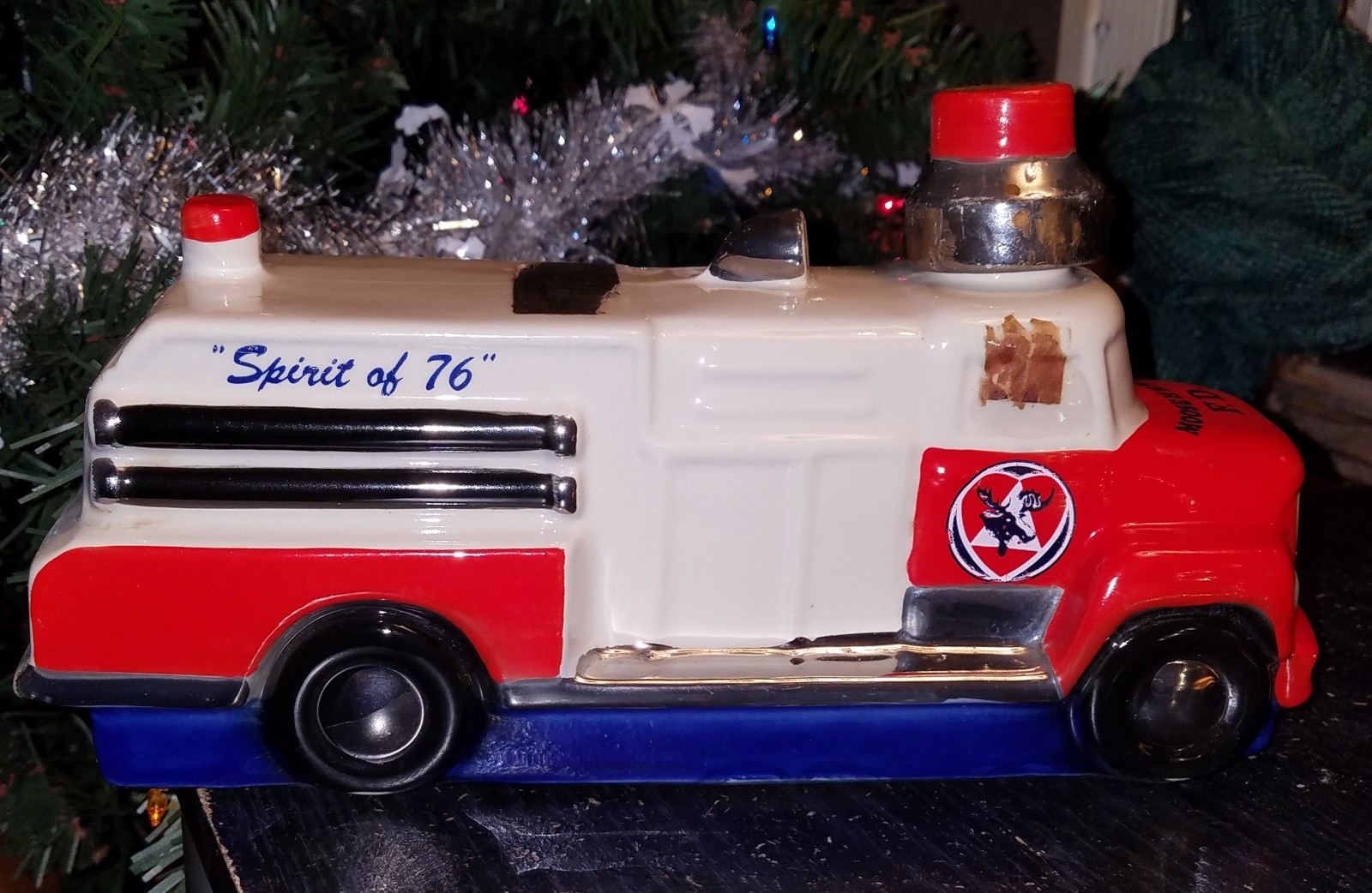 Vintage Collector's Mooseheart FD Spirit 76 Whiskey Decanter Firetruck