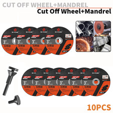 10Pcs 75mm Cut Off Wheel With 1/4'' Mounting Mandrel Kit For Drill Rotary Tool