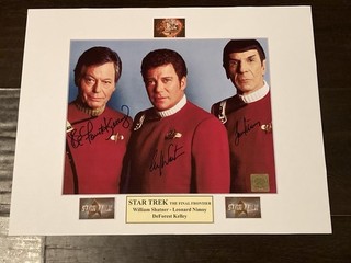 Leonard Nimoy /William Shatner/ Deforest Kelley “Star Trek”Autographed photo COA