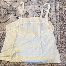 White silk vintage Victoria's Secret tank top and blue silk bottoms