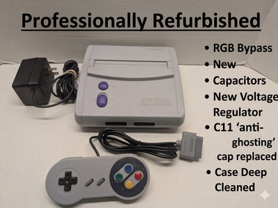 SNES JR - RGB bypass, S-Video,  New caps, Regulator, C11 Cap, LED. Great Shape!