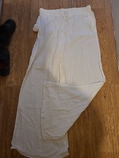 Ladies Primark Size Medium White Elasticated Linen Trousers