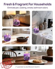 Lavender Lilac Scented Candle, Pet Smoke Food Odor Eliminator, Soy