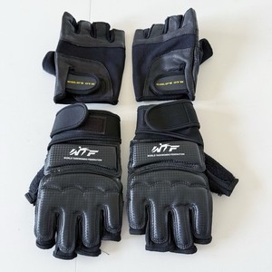 LOT/BUNDLE Gold’s Gym Black Leather Half Finger Weight Lifting Gloves Size Large