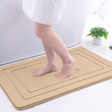36x24" Beige Memory Foam Bathroom Rug Ultra Soft Absorbent Machine Wash