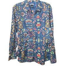 Desigual Man Floral Button Up Shirt Mens Large Long Sleeve NWT