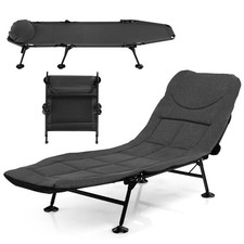 Image of Folding Camping Cot W/ Detachable Mattress & 6-Position Adjustable Backrest