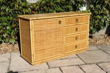 Buffet - Commode en rotin et bambou signé Dalvera, Italie 1960/70 époque vintage
