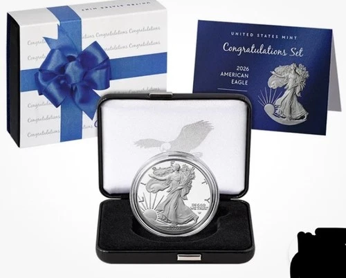 TWO 2026 P Congratulations Sets American Eagle 1ozSilver Proof Coin Ready toShip