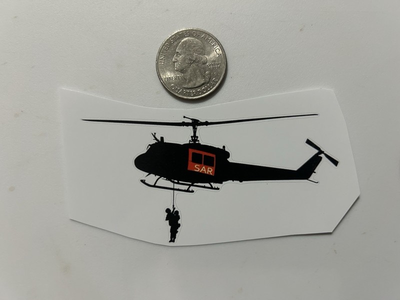 SAR Rescue Huey Helicopter approx 4x2  Decal