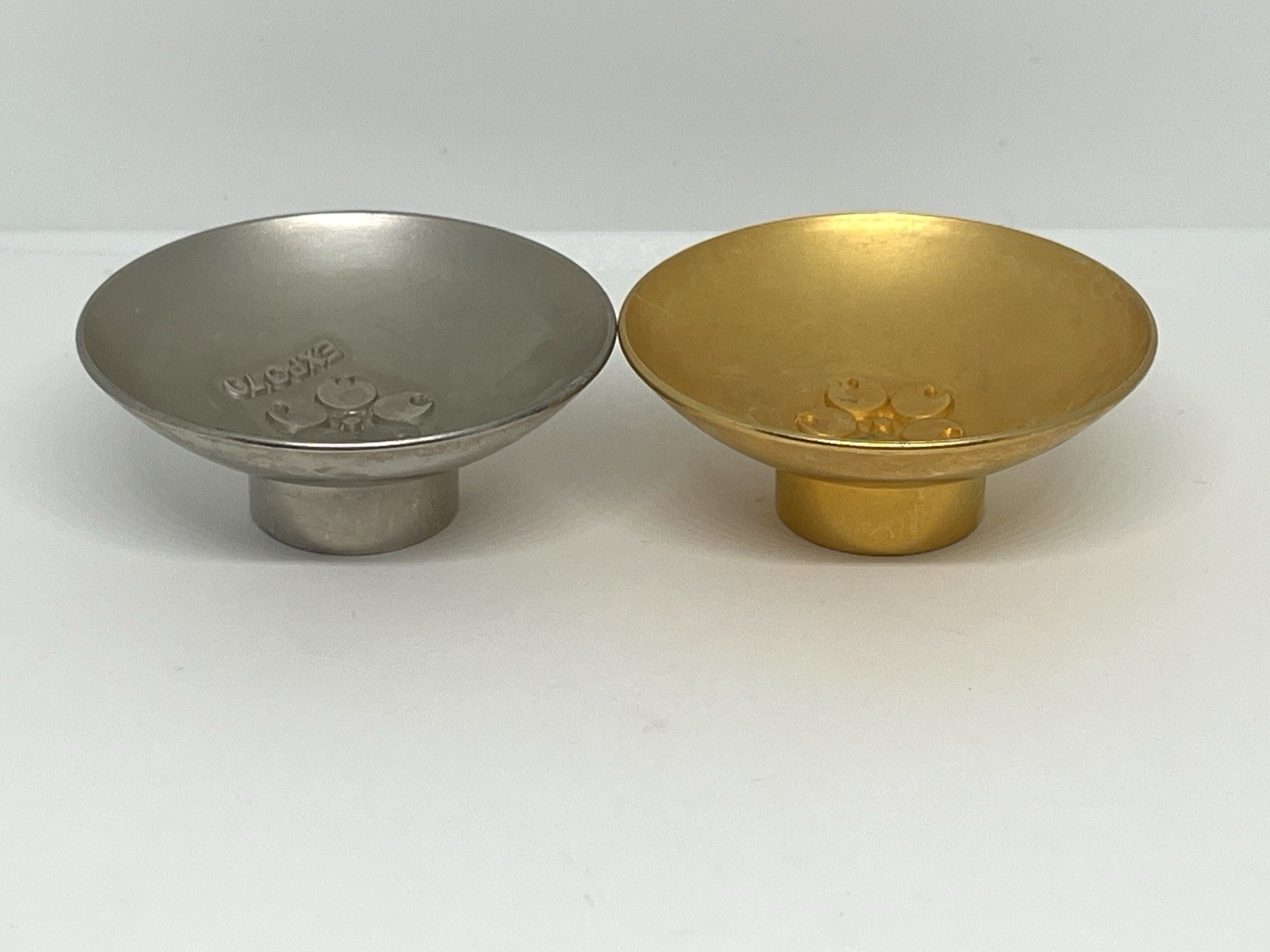 EXPO ’70 Osaka Japan Commemorative Metal Dish Set 24K GP & SP-RF Marked 5cm