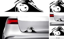 Cute Dog Peeking Car Decal, Black Vinyl Sticker, 8 x 3 inches