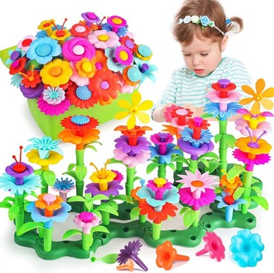 Blumengarten Spielzeug Set 130-teilig für Kinder 3-6 Jahre DIY Bouquet