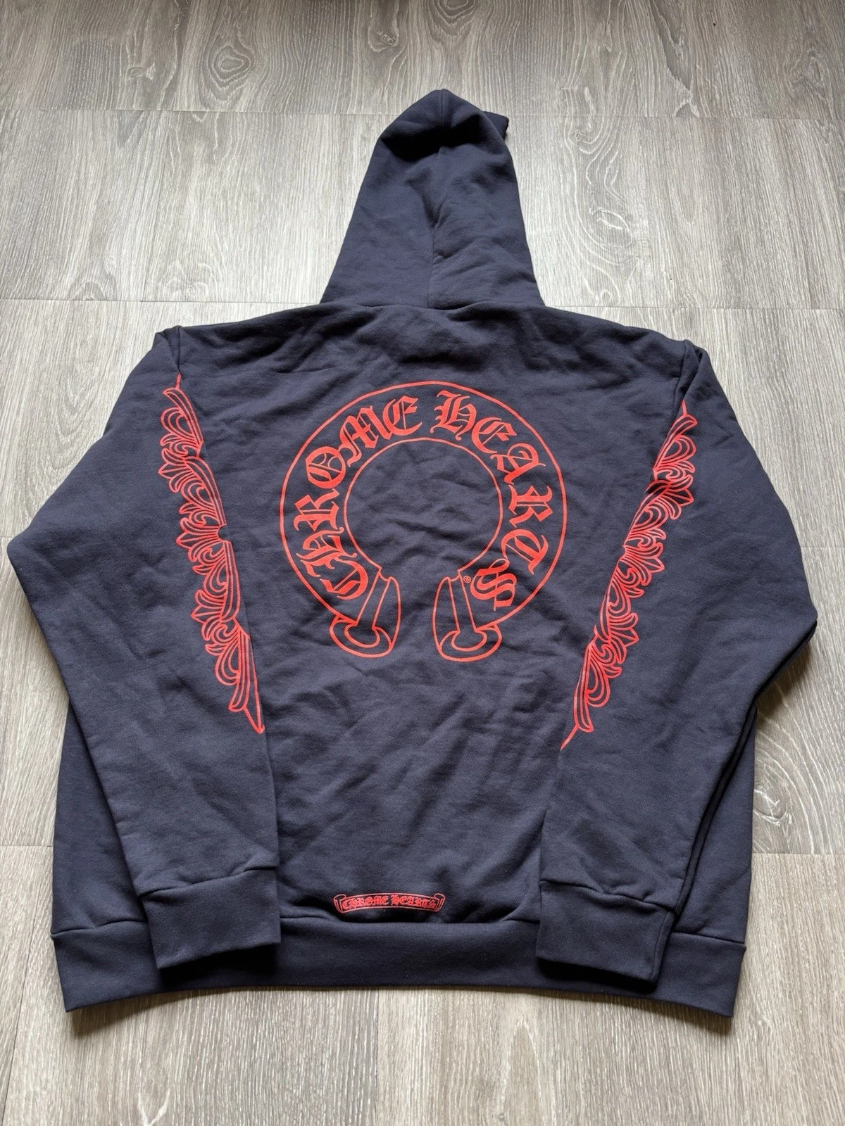 Felpa con cappuccio Chrome Hearts rosso navy floreale taglia large