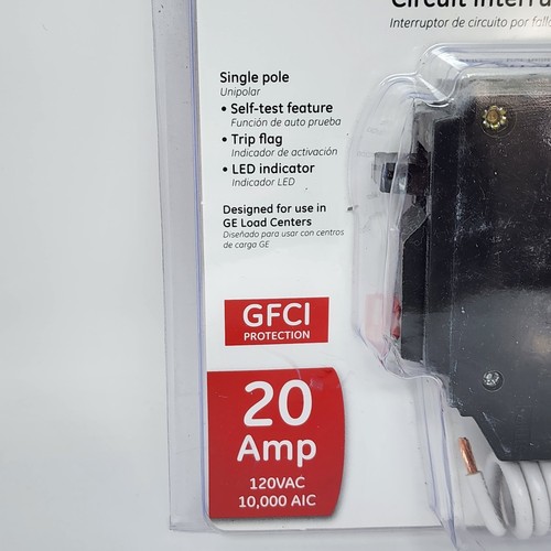 GE 20A Ground Fault Circuit Breaker THQL1120GFTP Single Pole GFCI with Self Test - Picture 3 of 7
