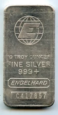 💙 A Vintage Engelhard C-Prefix 10 OZT .999 Silver Bar