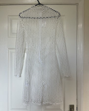 BNWT Missguided White Fishnet Mesh Playsuit Unitard UK 10 Festival Rave Outfit