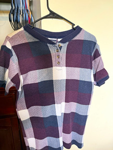 County Seat Nuovo Men's S Regular Henley Knit T-Shirt Plaid Multicolor Cotton