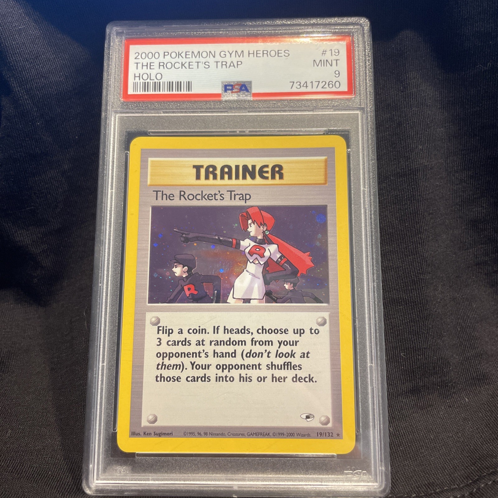 2000 Pokemon TCG Gym Heroes The Rocket's Trap Holo #19 PSA 9 English