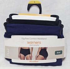 Warners Blissful Benefits Microfiber Brief 3 Pack Choose Large XL or Plus 2XL