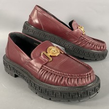 VERSACE Size 8 Burgundy Gold Medusa Leather Loafers