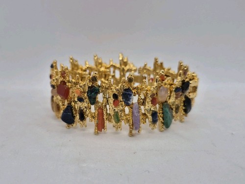Gold plated metal braclet vintage 19cm x 3.5cm 96 grams