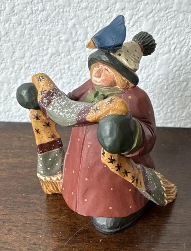 WILLIRAYE STUDIO Girl Holding Scarf For Snowman - WW2613 No Box