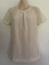 EUC Ivory Banana Republic Lined Lace For Blouse Top Short Sleeves Sz 6