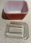 Pyrex Orange/Red 501 Refrigerator Glass Dish With Lid Vintage