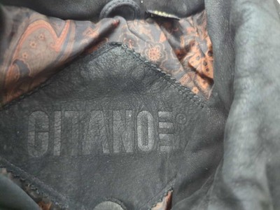 Gitano Bomber Jacket Mens M Black Leather Full Zip Lined Classic