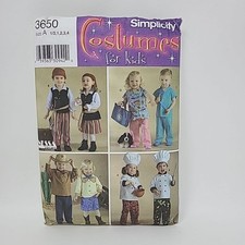 Simplicity Pattern 3650 Pirate Doctor Cowboy Chef Pattern Size 1/2-4 Cut