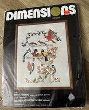 New Sealed Vintage Dimensions Cross Stitch Kit Birds Feeding 1196