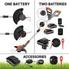 Terratek 2in1 Dual Cordless Grass Garden Strimmer & Accessories