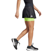 ADIDAS AEROREADY PRO PLEATED TENNIS SKIRT (LADIES) - BLACK/LUCID LEMON