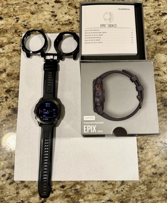 Garmin epix (Gen 2) Sapphire Edition GPS Watch-Carbon Gray/Black.47mm. With Case