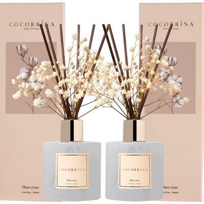 Raumduft Reed Diffuser 200ml 2er Pack, Clean Linen, Lang anhaltend, Badezimmer
