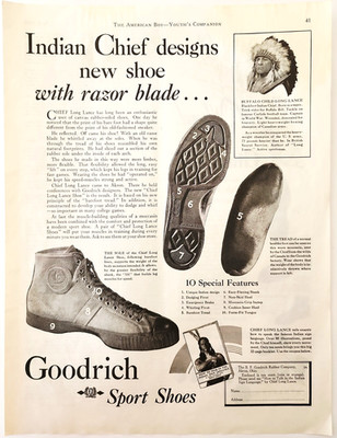 1930 Goodrich Sports Shoes Advertisement Indian Chief Designs Footwear Vintage