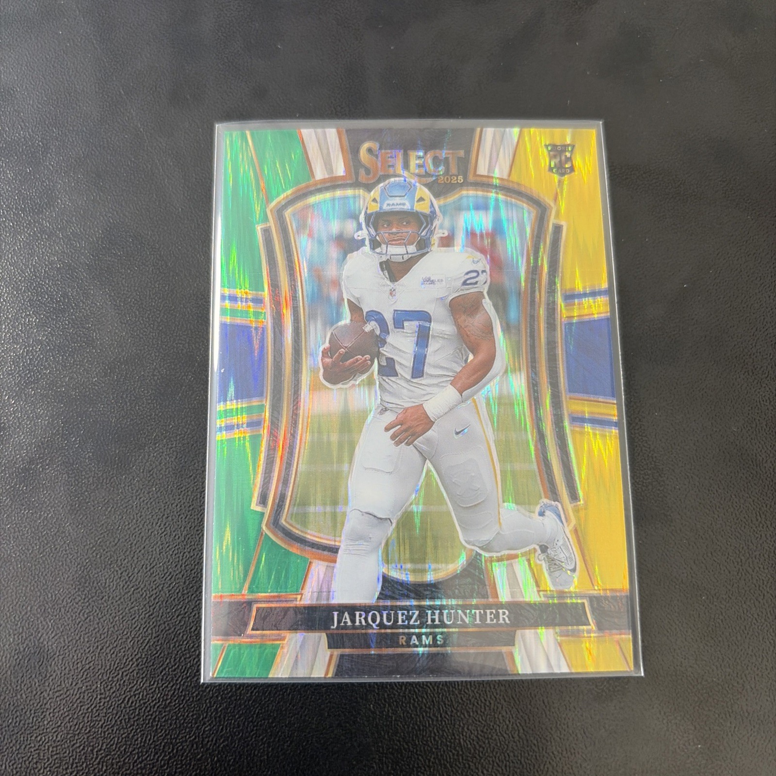 2025 Panini Select - Premier Level Jarquez Hunter #119 Green & Yellow Shock